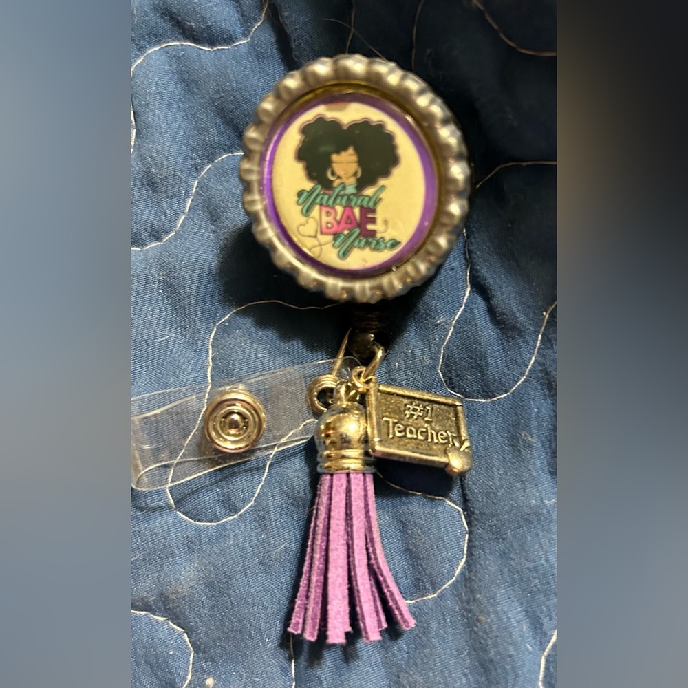 Teacher retractable badge reel with charms